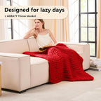 L'AGRATY Chunky Knit Throw Blanket - Image 2
