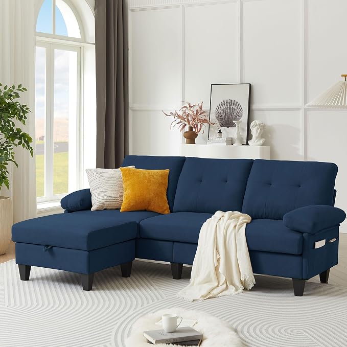 84" Convertible Sectional Sofa, Deep 3-Seat L Shaped Sectional Couch by PingLiangHome