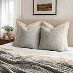 MIULEE Chenille Textured Throw Pillow Covers Light Grey 20x20 Set of 2 | Slubby - Image 4