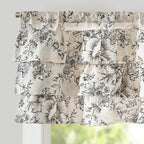 jinchan Ruffled Floral Valance Linen Shabby Chic Small Window Curtain 18 Inch by JINCHAN