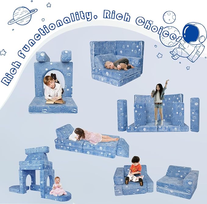 MeMoreCool Kids Couch, 10-Piece Modular Play Couch - Image 6