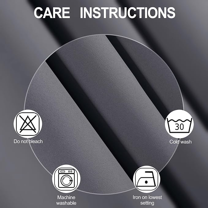 Grey Blackout Curtains 42 x 72 Inch Length/Set of 2 Curtain Panels/Thermal - Image 4
