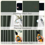 Olive Green 100% Blackout Curtains 96 Inch Length 2 Panels Set - Image 5