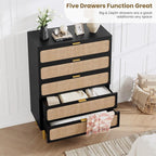 GarveeHome Rattan 5 Drawer Dressers - Image 4
