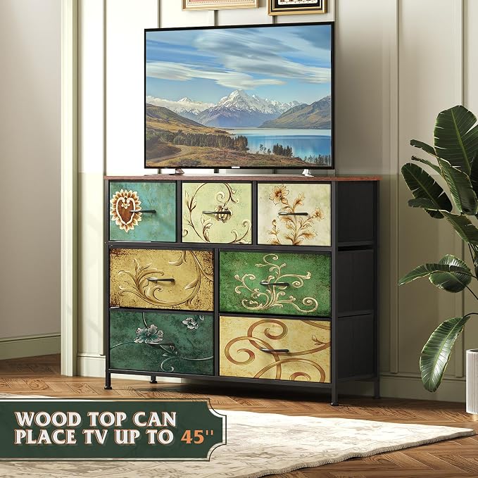 WLIVE 7 Drawer Dresser TV Stand, Entertainment Center, Media Console Table - Image 4