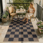 Lahome Checkered Easy Jute 3x5 Outdoor Rug, Washable Rugs - Image 3