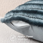decorUhome Fall Faux Fur Throw Pillow Covers 24x24 Set of 2 Blue Grey | - Image 8