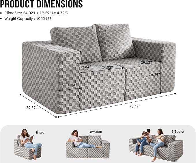 Modular Sectional Sofa 2 Seater Loveseat Modular Couch - Image 2