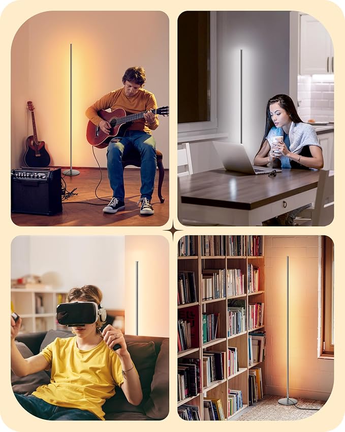 EDISHINE LED Corner Floor Lamp, Minimalist Dimmable Light - Image 6