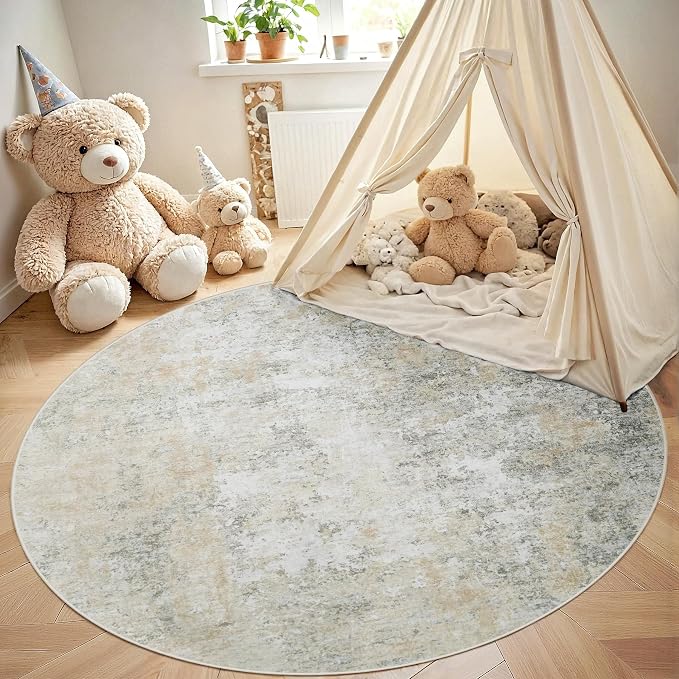 Aelenmu Round Rug 5ft Washable Rug - Image 4