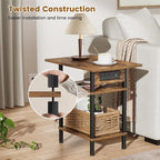 Asgolion Side Table with Charging Station, Skinny Nightstand with USB Ports and - Image 6