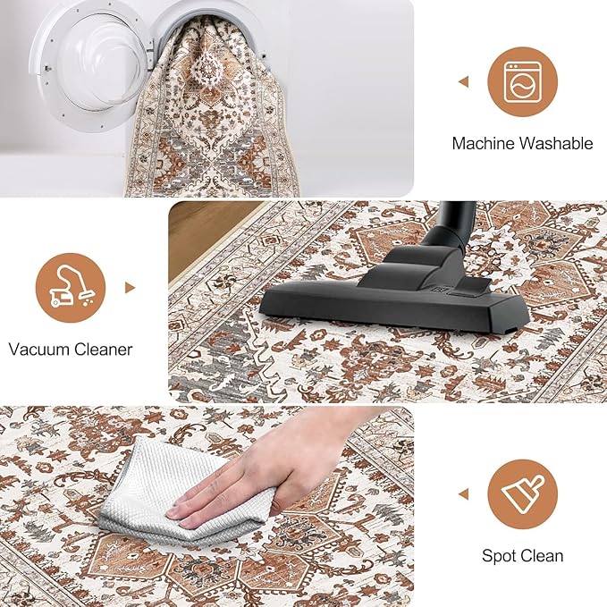 Yamaziot Washable Runner Rug, 2x10 Non-Slip Boho Hallway Kitchen Rug | Stain - Image 4