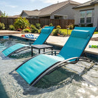 PURPLE LEAF Patio Oversized Chaise Lounge Chair Set by PURPLELEAF