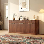 Evermagin 67" Fluted Walnut Sideboard Buffet Cabinet - Image 5