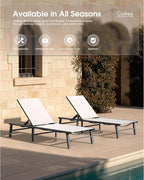 Ciokea Foldable Outdoor Lounge Chair Set of 2, No Assembly Aluminum Chaise - Image 8