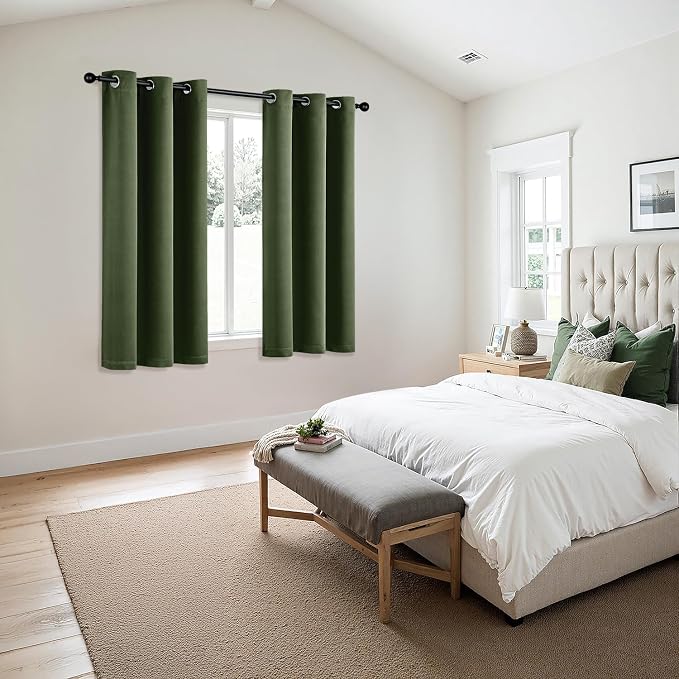 MIULEE Blackout Curtains for Bedroom 2 Panels 40 x 45 Inch Long Olive Green | - Image 6