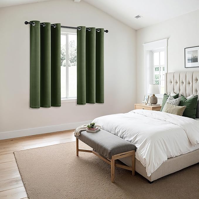 MIULEE Blackout Curtains for Bedroom 2 Panels 34 x 45 Inch Long Olive Green | - Image 6