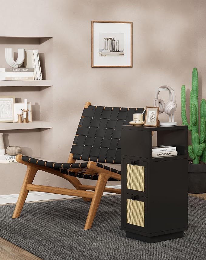 YMYNY Rattan Nightstands Set of 2, Boho Bedside Table - Image 7