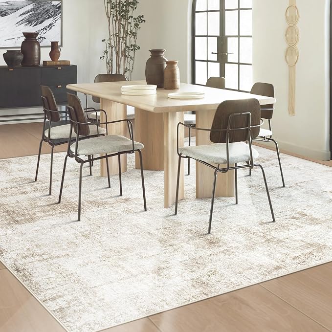 5x7 Area Rugs Washable Rug: Abstract Neutral Rugs Modern Non Slip Area Rug - Image 6