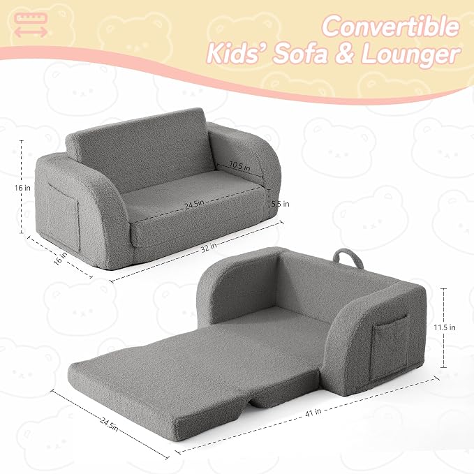Toddler Couch, 2-in-1 Toddler Chairs Comfy 1-3 Years Old, Toddler Chair - Image 3
