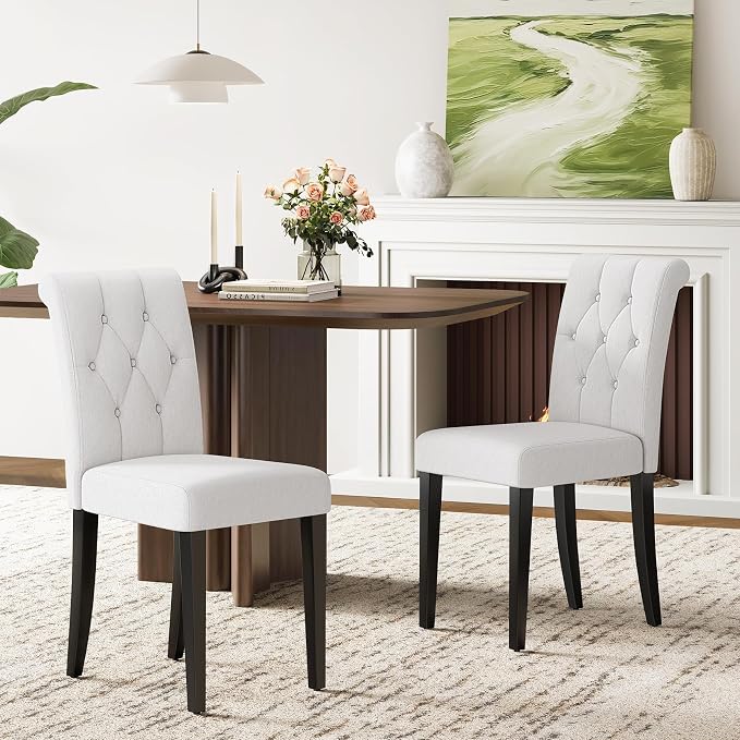 Welzona Upholstered Dining Chairs Set of 4, Button Tufted Parsons Dining Chair - Image 5