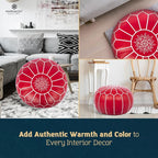 Marrakesh Gallery Genuine Leather Round Pouf Unstuffed - Image 9