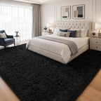 PLHXFR 6x9 Area Rugs Living Room: Fluffy Bedroom Rug Shag Carpet Black | - Image 3