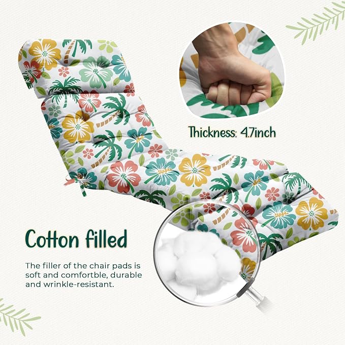 2 Pack Outdoor Chaise Lounge Chair Cushion 75.1 x 22.8 x 4.7 Inches 100% - Image 6