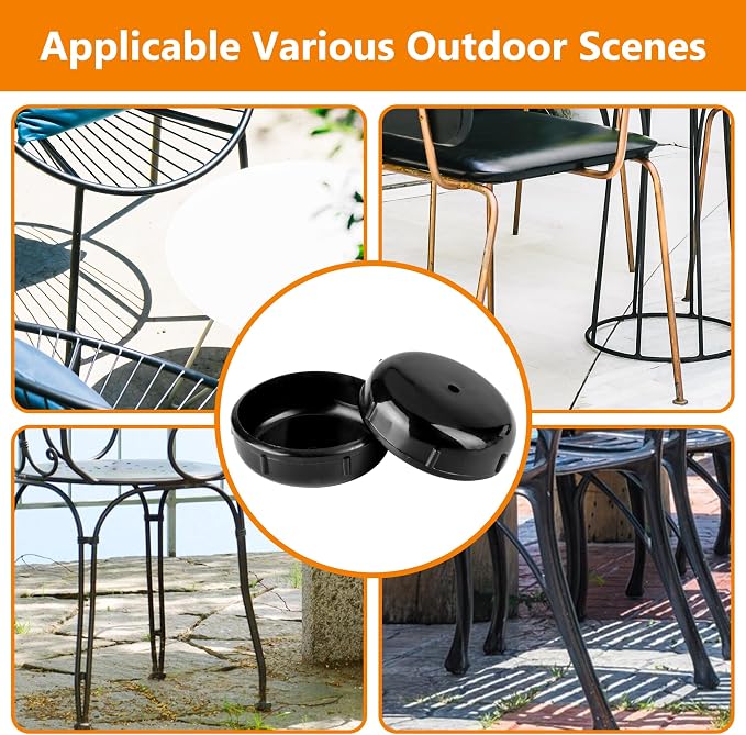 24-Pack Wrought Iron Patio Furniture Feet Caps 1-1/2 Inch Plastic Outdoor Patio - Image 12