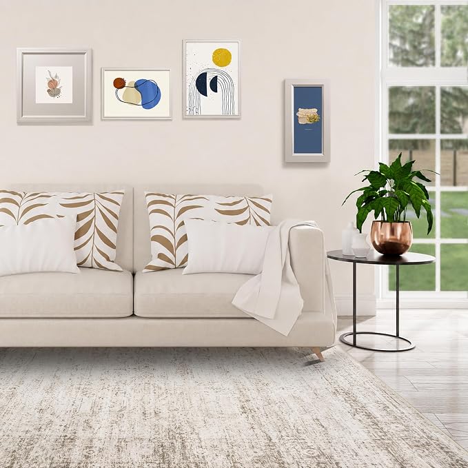 5x7 Area Rugs for Living Room Bedroom Dining Room Washable Beige Ivory | Soft - Image 3
