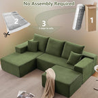 107" Comfy U-Shaped Sectional Modern Boneless Corduroy Couch - Image 6