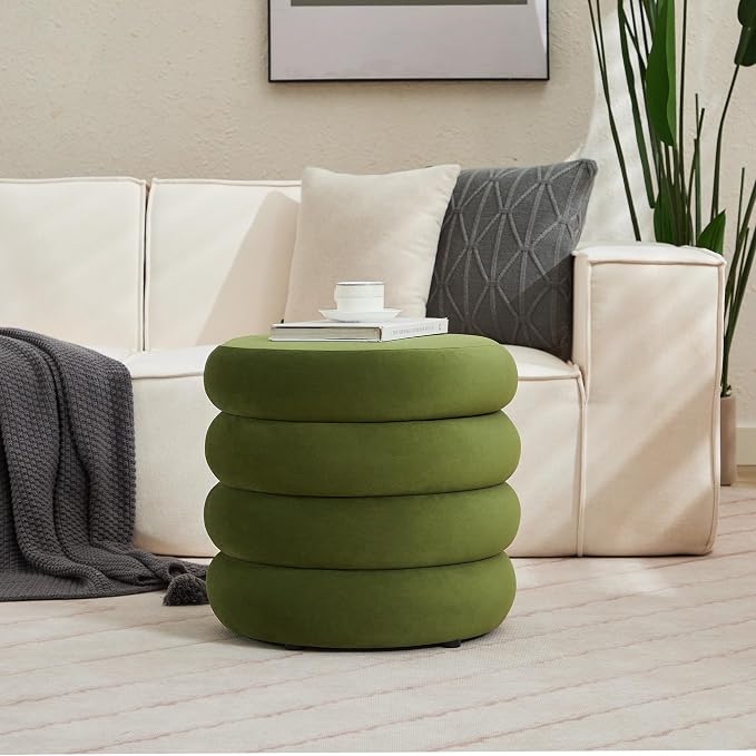 Flouki 19.5" Storage Ottoman Round, Vanity Stools - Image 8
