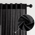 MIULEE Black Linen Curtains 96 Inch Length 2 Panels - Image 2