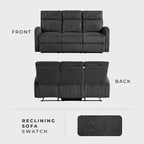 Lexicon Manual Reclining Sofa, Textured Microfiber Recliner Sofa, Wall Hugger - Image 6