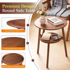 Bamboo Round Side Table, 2-Tier Small Space End Table - Image 4