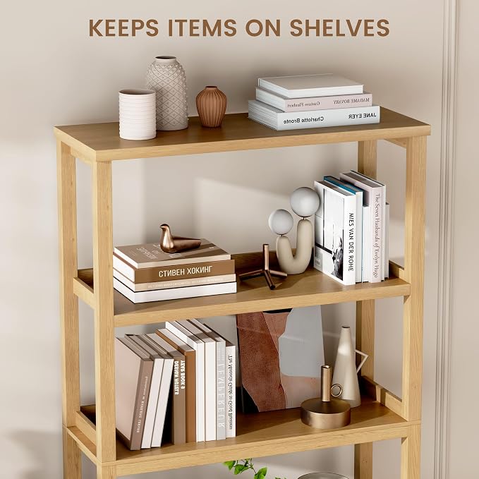 Vlsrka Wooden Bookshelf with Lights, 5 Tier Bookshelf with Storage, Tall - Image 6