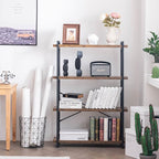 HCHQHS Bookshelf, 4-Tier Industrial Bookcase, Rustic Open Book Shelf, - Image 5