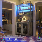 Aheaplus Bar Cabinet with Power Outlets, Coffee Bar Station - Image 3