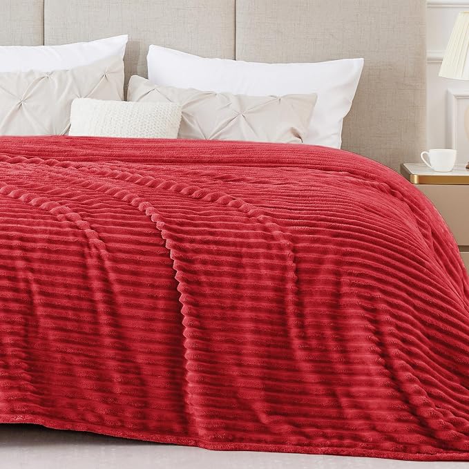 BEDELITE 3D Ribbed Jacquard Red King Size Blankets - Image 7