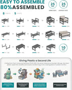 SERWALL 4 Pieces HDPE Outdoor Sofa Set - Image 6