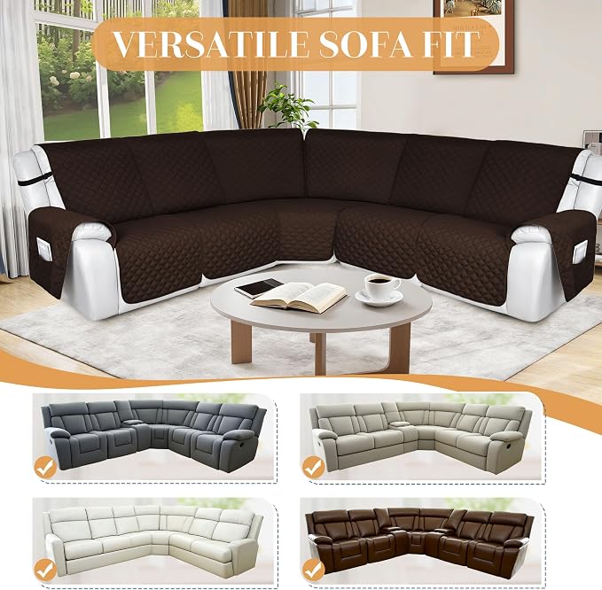 HDCAXKJ 100% Waterproof Reclining Sectional Couch Covers L Shape Recliner Sofa - Image 6