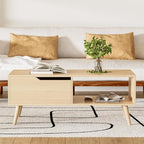 DIYART Oak Coffee Table, Mid Century Modern Coffee Table - Image 3