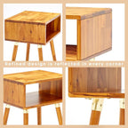 Bme Dinkee Solid Wood Nightstand, Fully Assembled, Without Drawer - Image 5