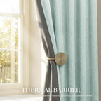 NICETOWN Seafoam Green Blackout Linen Curtains 95" Long, Rod Pocket Back Tab - Image 9