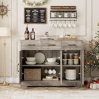 HOSTACK Modern Farmhouse Buffet Sideboard Cabinet, Barn Doors Storage Cabinet - Image 4