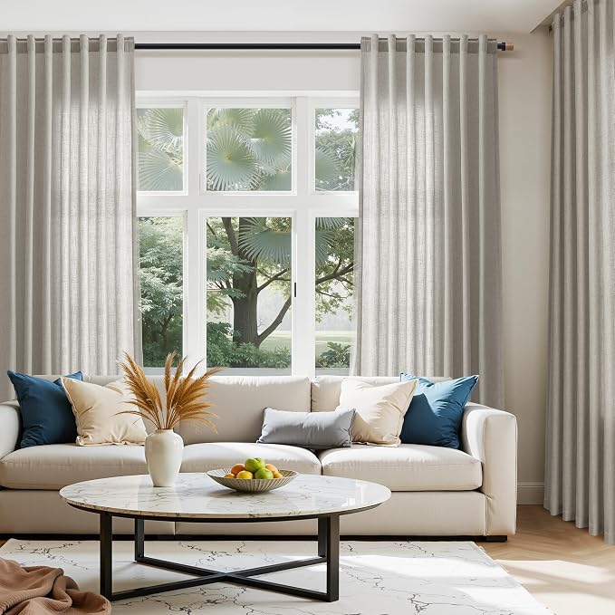 Silver Grey Linen Curtains 108 Inches - Image 5