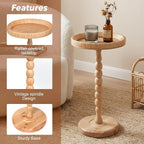Boho Rattan Round Side Table - Image 3