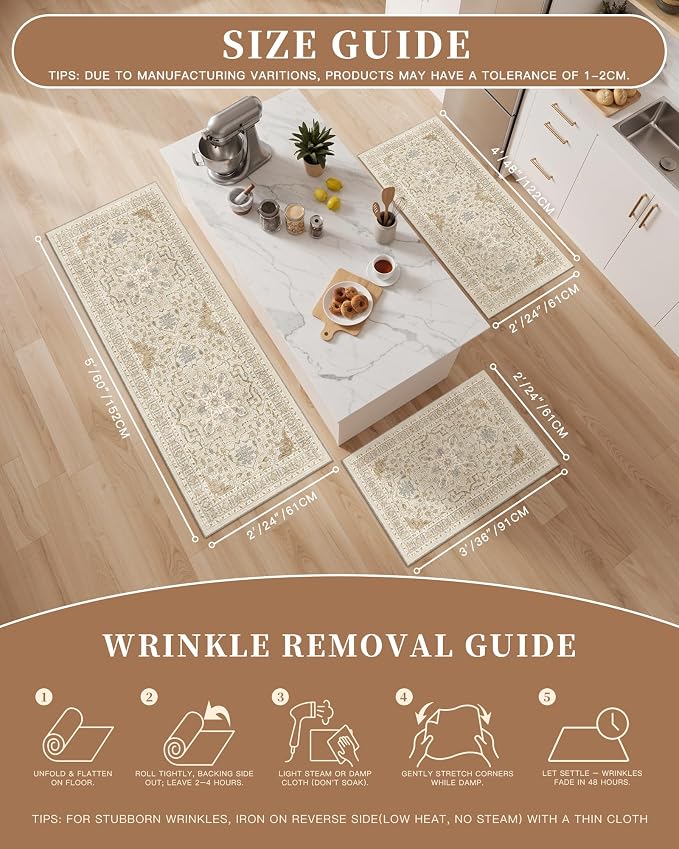 Madane 2-Piece Area Rugs Set, Small Kitchen Runner Non-Slip, Low Pile Floor - Image 5