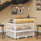 L-Shaped Home Bar Unit with Wine Glasses Holder and LED Light, Modern Bar Table - Image 5
