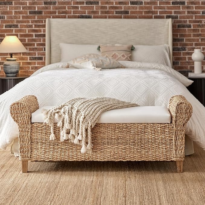 HULALA HOME Rattan Storage Bench by HULALAHOME